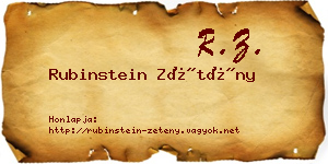 Rubinstein Zétény névjegykártya